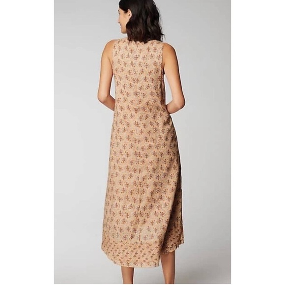 J Jill Elements Elliptical Dress Midi Peach Floral Sleeveless Medium Cottagecore - Picture 3 of 13